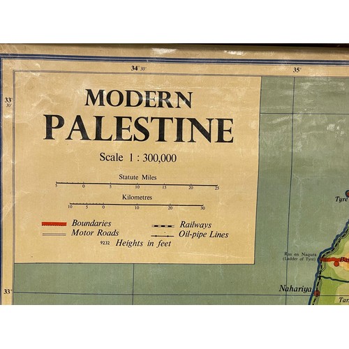 353F - A vintage map. Modern Palestine. George Philip & Son Limited. Copyright 1955. The London Geographica... 