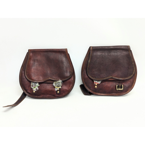 728 - 2 leather motorcycle satchels.