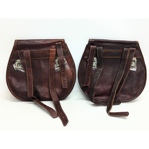 728 - 2 leather motorcycle satchels.