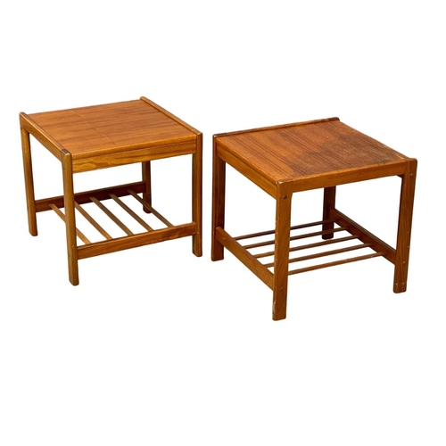 889 - A pair of Danish Mid Century teak end tables by BRDR Furbo. 47x47x45cm