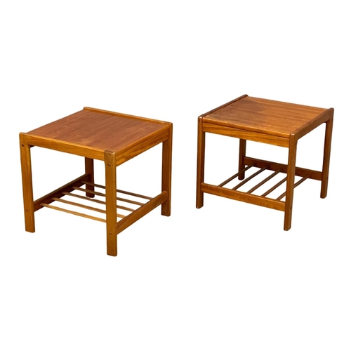 889 - A pair of Danish Mid Century teak end tables by BRDR Furbo. 47x47x45cm