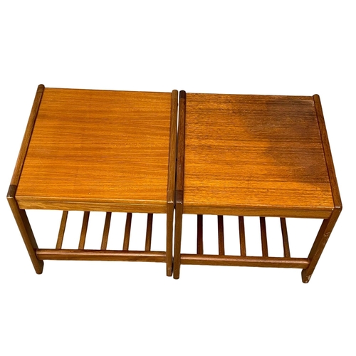 889 - A pair of Danish Mid Century teak end tables by BRDR Furbo. 47x47x45cm