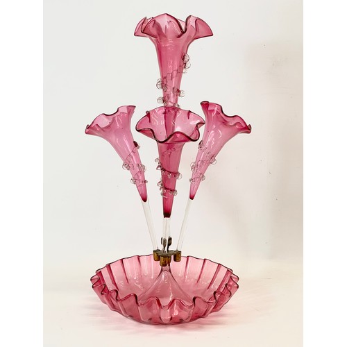 40 - A large Victorian Ruby Glass epergne. 27x53cm