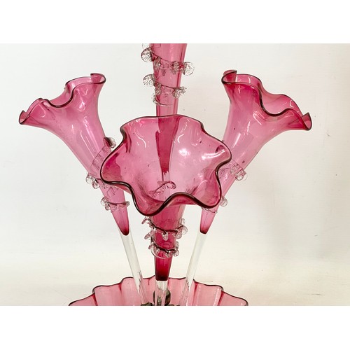 40 - A large Victorian Ruby Glass epergne. 27x53cm