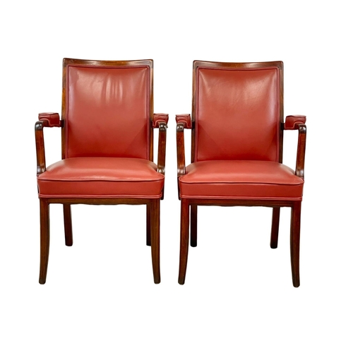 1087 - A pair of good quality mahogany and leather armchairs.