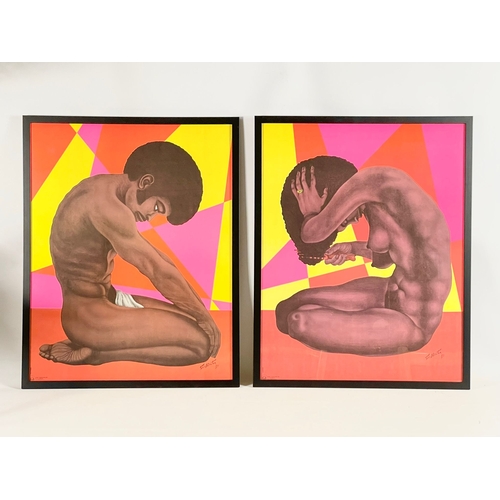 625 - This fabulous pair of original ‘black light’ images, by T. McAlister, are titled ‘Brother’ and ‘Sist... 