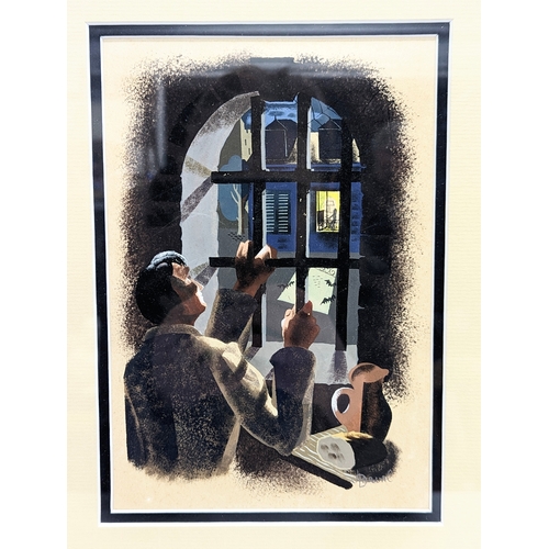 624 - Original, hand painted illustration, entitled ‘The Prisoner’ by Jean Derval, who studied as a graphi... 