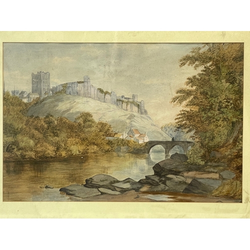 102A - A large signed 19th century watercolour painting of Richmond castle, Yorkshire. Painting measures 64... 