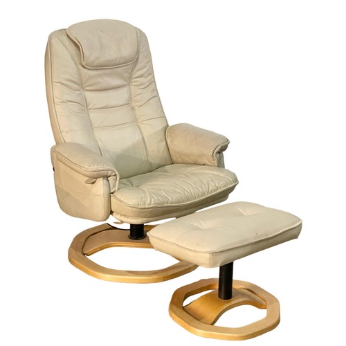 1093 - A leather swivel armchair and matching stool.