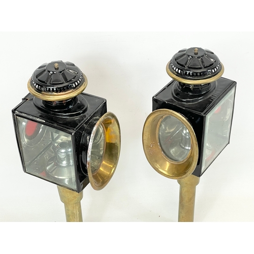 13 - A pair of vintage carriage lamps. 43cm