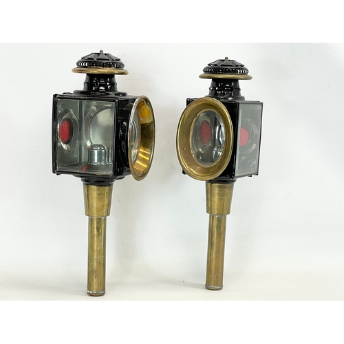 13 - A pair of vintage carriage lamps. 43cm