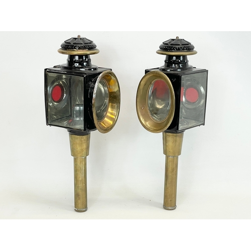 13 - A pair of vintage carriage lamps. 43cm