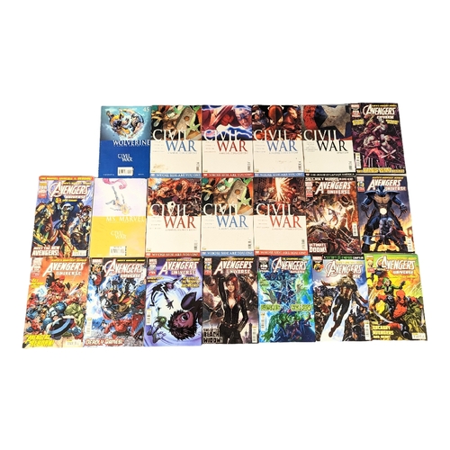 202 - A collection of Marvel Universe comics, includng The Avengers, Civil War, etc.