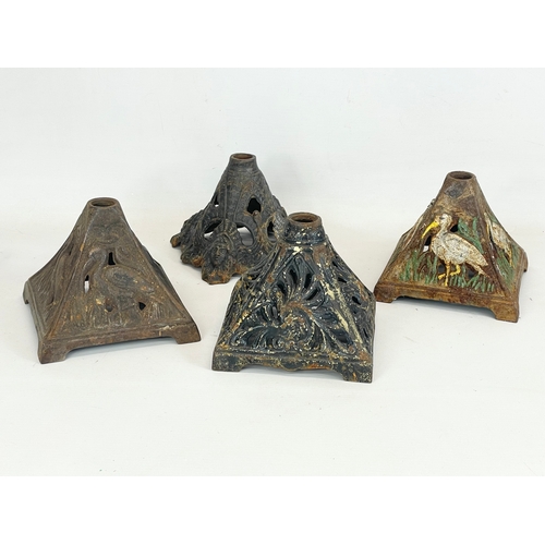 330 - 4 Victorian cast iron lamp bases. 14x13cm