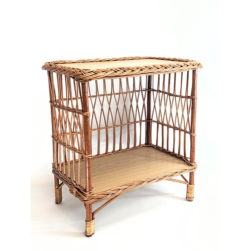 319 - A pair of two tiered wicker bedsides. 55x35x58.5cm