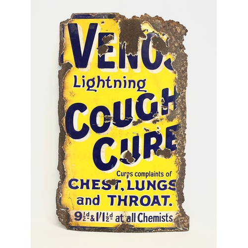 81 - A vintage Veno’s Cough Cure enamel sign. 36x61cm