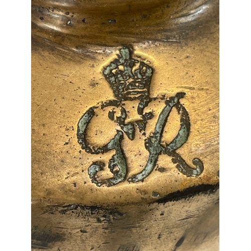 25 - A large bronze navy ships bell, with King George VI crest. 25x32cm