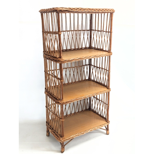 306 - A tall pair of four tiered wicker shelving units. 53x32x113cm