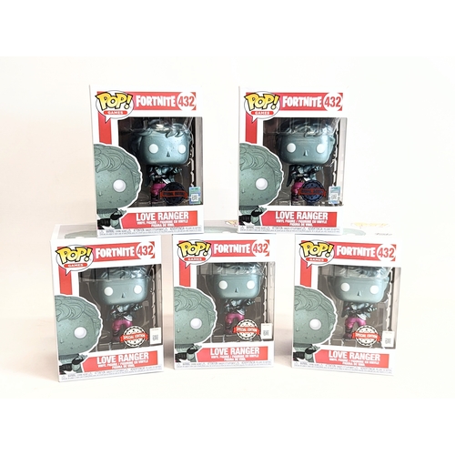 220 - A quantity of 5 Funko Pop! Figures of Love Ranger from Fortnite.