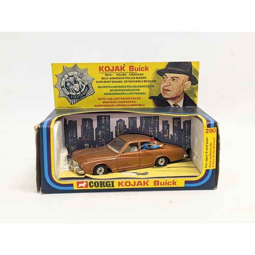 223 - A collectable Corgi Kojack Buick model car with a collection of Matchbox model cars and trucks in Pl... 