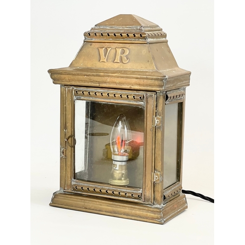 82 - A vintage brass electric lantern. 20x10x31cm