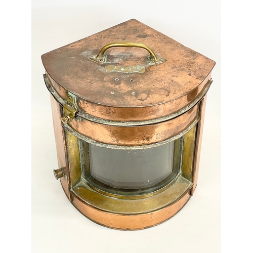 83 - A large late 19th century copper and brass ships lantern. 39x37x42cm