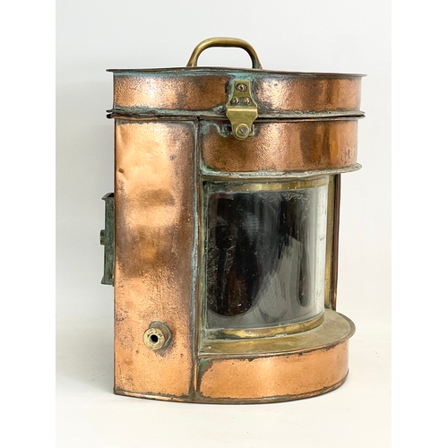 83 - A large late 19th century copper and brass ships lantern. 39x37x42cm