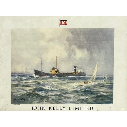 140 - A vintage Frank McKelvey advertising print of John Kelly Limited Coal Importers. S.S Ballymena. 46x3... 