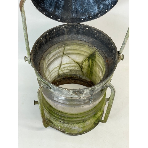 87 - A large late 19th/early 20th century ships lantern by Seahorse. 30x51cm not including handle.