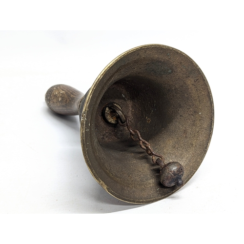 346 - A vintage brass school bell.