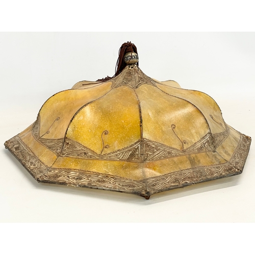 147 - A vintage Middle Eastern style soft leather light shade. 48.5x21cm