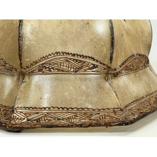 148 - A vintage Middle Eastern style soft leather light shade. 39x28cm