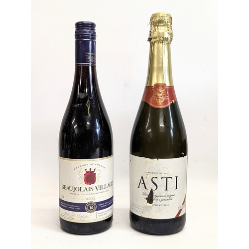 194 - 2 unopened bottles of wine, Beaujolais-Villages, 2014, France and Asti, product of Italy.