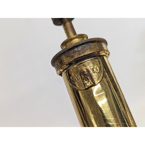 285 - A Victorian brass pump by manufacturer W. T. French & Sons, Mysto. Birmingham. 60.5cm