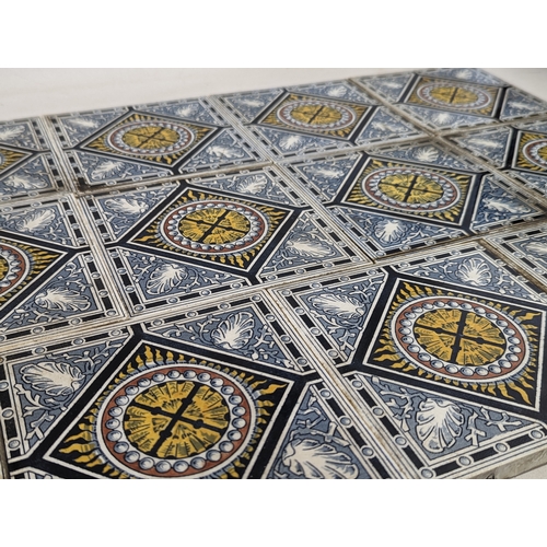 156 - A set of 11 Victorian tiles. 15.5cm