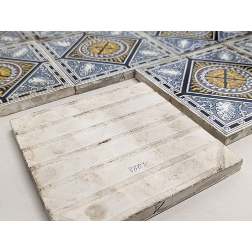 156 - A set of 11 Victorian tiles. 15.5cm