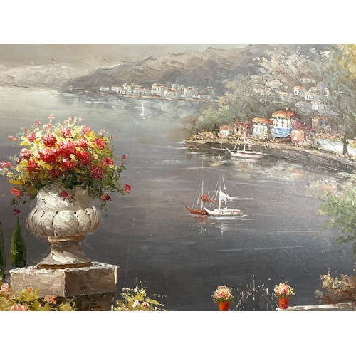 160 - A large oil painting signed T. Hill. 117.5x87.5cm