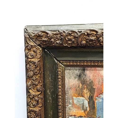 166 - A signed vintage oil painting of Napoleon in an ornate Victorian frame. 56.5x71.5cm with frame.