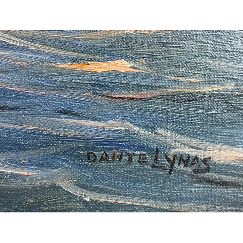 173 - A large oil painting by Dante Lynas. Painting measures 75x49cm. Frame 69x63cm