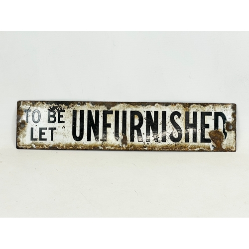 104 - A vintage enamel sign. To Be Let Unfurnished. 45x10cm