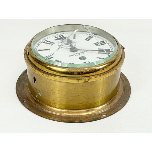 176 - A John Morton & Co, Glasgow brass ships clock. Late 19th/early 20th century. 20.5x9.5cm