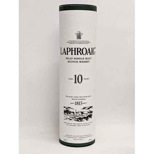 44 - An unopened bottle of 10 Year Laphroaig Islay Single Malt Scotch Whisky.