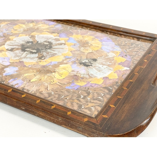 260S - A vintage inlaid Brazilian rosewood butterfly tray. 53x34x5cm