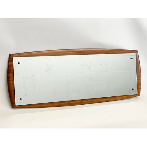 260W - A long Mid Century teak framed mirror. 100x39cm