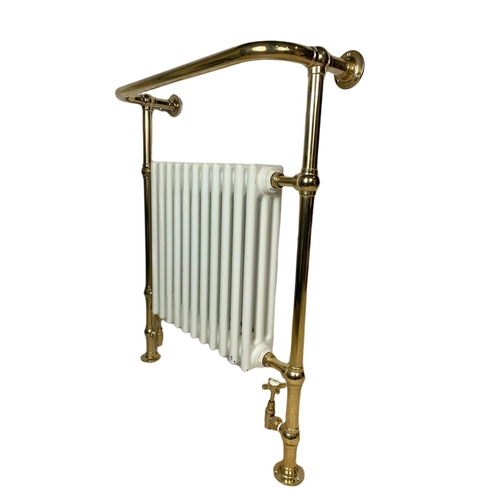 290C - Ornate brass framed radiator towel rail. 79x23.5x95.5cm