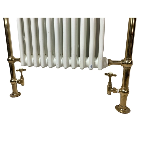 290C - Ornate brass framed radiator towel rail. 79x23.5x95.5cm