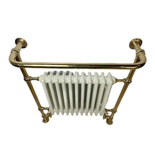 290C - Ornate brass framed radiator towel rail. 79x23.5x95.5cm