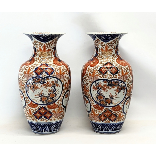 482 - A pair of large late 19th / early 20th century Japanese pottery vases, circa 1900. 46cm