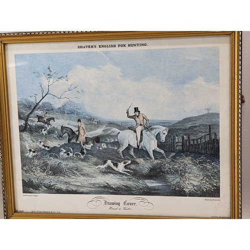 281Q - A set of 4 vintage Georgian style prints of W. J. Shayer's English Fox Hunting. 26.5x21cm