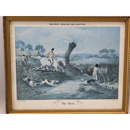 281Q - A set of 4 vintage Georgian style prints of W. J. Shayer's English Fox Hunting. 26.5x21cm